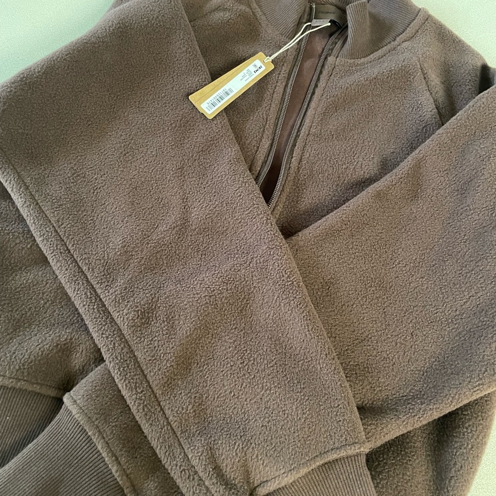 SKIMS Chocolate Fleece Zip-Up